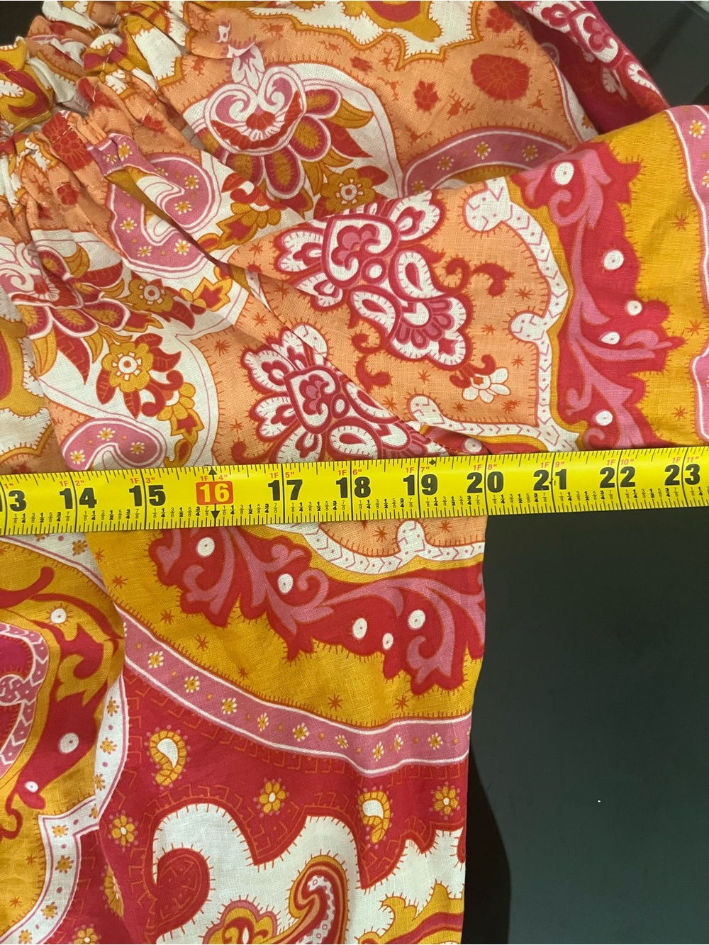 Women's NWT Boho Haute Hippie Pink, Orange & White Paisley Off-Shoulder Blouse - Picture 5 of 7